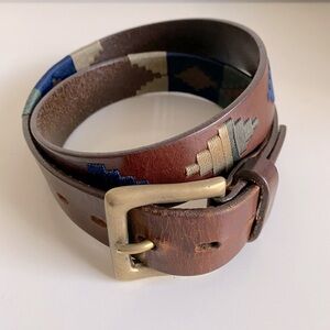 La Curtiembre Spanish Leather Belt with Patterned Design Size 38